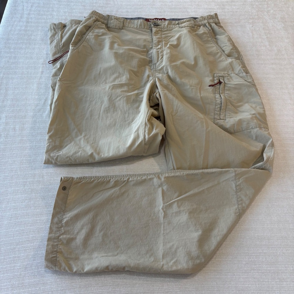 Simms Fishing Products COR3 Mens Large Nylon Cargo Pants Khaki Tan 32486